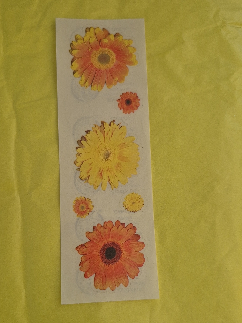 Gerbera Daisy Floral Sticker Sheet — Yellow & Orange